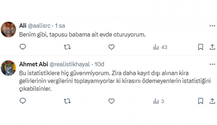 Hanehalklarının yüzde 8,4 ü başkasının evinde kira ödemeden oturuyor!