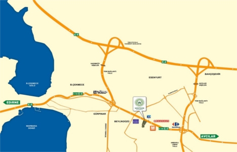 Westside İstanbul ulaşım krokisi!