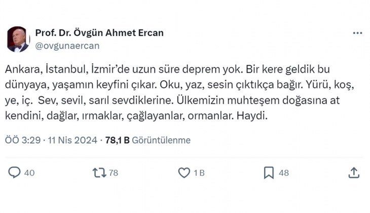 Deprem uzmanı Prof. Dr. Övgün Ahmet Ercan dan Ankara, İstanbul, İzmir açıklaması: Bu üç ilde yakın sürede deprem var mı?