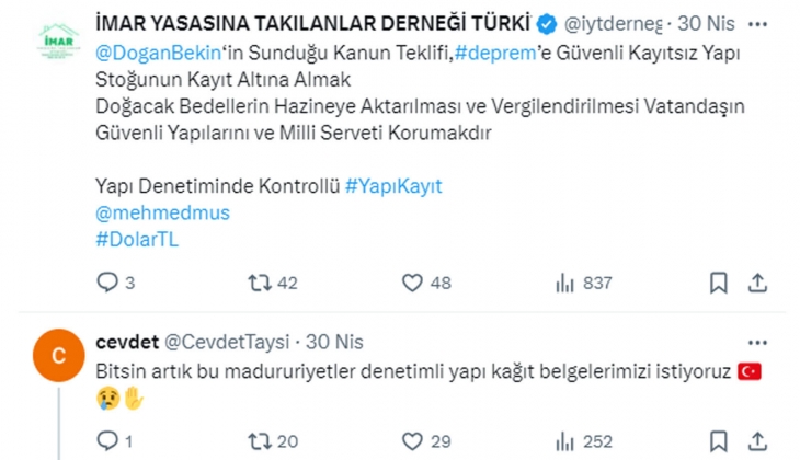 İmar Yasasına Takılanlar Derneği: Meclis e sunulan teklif güvenli binaların kayıt altına alınmasını kapsıyor!