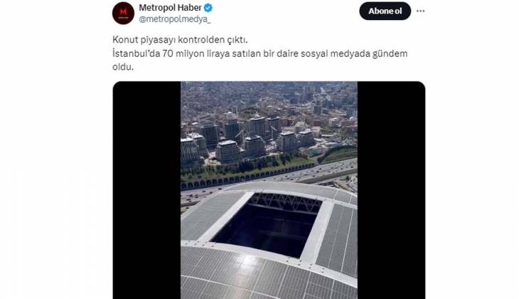 Galatasaray stadını tepeden gören ve 70 milyon TL ye satılan ev sosyal medyayı salladı!