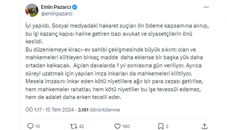 Kiracı ve ev sahibi davalarında, imzasını inkar edenlere para cezası getirilsin önerisi!