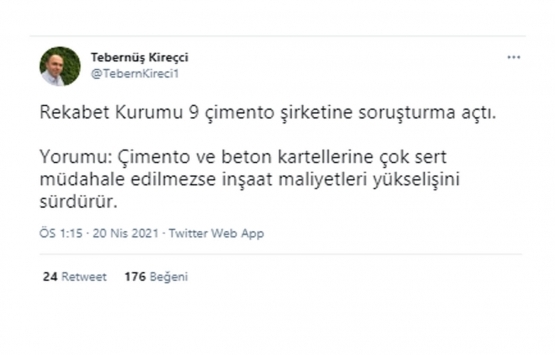 Rekabet Kurumu 9 çimento şirketine soruşturma açtı!