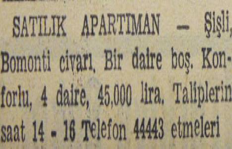 1946 yılında Nişantaşı nda 4 daireli apartman 48 bin liraya satılacakmış!