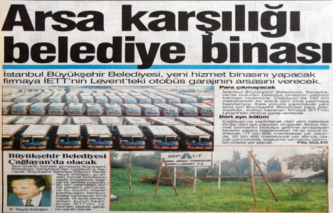 1997 yılında arsa karşılığı belediye binası!
