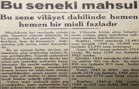 1944 yılında İstanbul'un ekim bölgelerinde 34 bin ton hubabat yetişmiş!