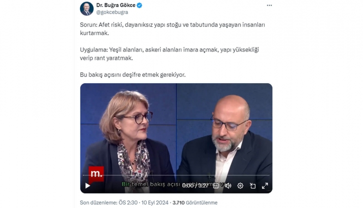 Buğra Gökce: Sorun tabutunda yaşayan insanları kurtarmakken, uygulama rant yaratmak olmamalı!