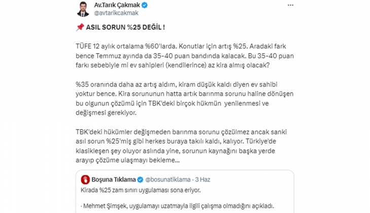 Kira krizinin asıl etkeni yüzde 25 değil: Avukattan TBK deki hükümlerin yenilenmesi, değişmesi gerekiyor açıklaması!