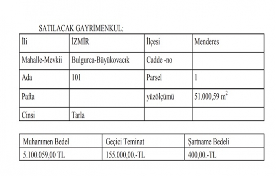 İzmir Menderes te 5.1 milyon TL ye satılık arsa!