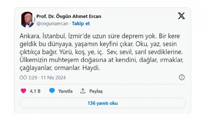 Prof. Dr. Şükrü Ersoy dan, Prof. Dr. Övgün Ahmet Ercan a cevap! İstanbul da deprem olmayacak mı?
