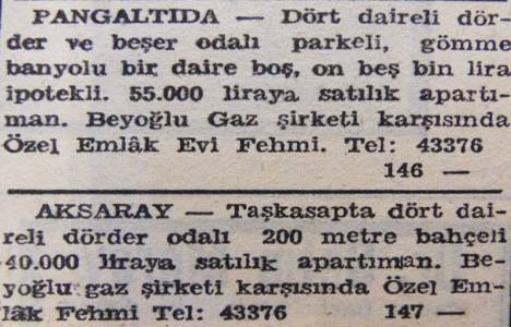 1947 yılında İçerenköy de 160 dönüm tarla acele satılacakmış!