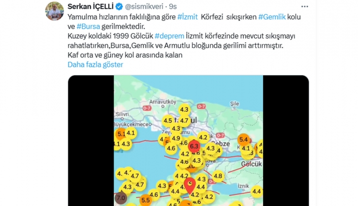 Bursa ve Gemlik te deprem gerilimi artıyor! Maden Teknolojisi ve Yer Bilimleri Uzmanı 7 büyüklüğünde deprem için uyardı!