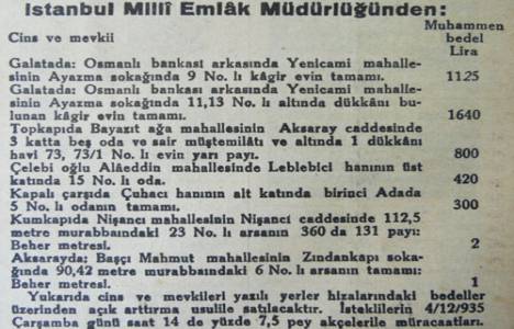 1935 yılında Galata Ayazma Sokak'ta kagir bir ev ve dükkan 1.640 liraya satılacakmış!