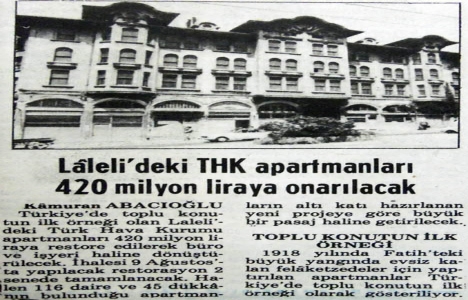1984 yılında Türk Hava Kurumu apartmanları restore edilecekmiş!