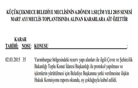 Küçükçekmece Yarımburgaz Mahallesi için belediyeye yetki devri!