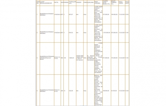 Bodrum Milli Emlak tan 22.9 milyon TL ye satılık 7 arsa!