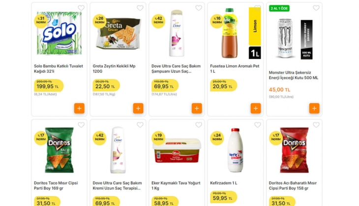 Migros ta yüzde 50 ye varan indirimle dev fırsat başladı! Solo 32 li tuvalet kağıdı 199 TL, 500 gr beyaz peynir 189 TL!