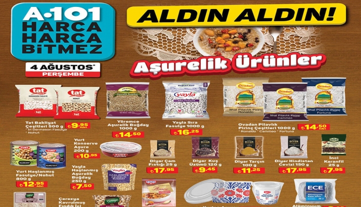 Aşurelik ürünleriniz 4 Ağustos A101 kataloğunda! İşte 4 Ağustos A101 aktüel ürün kataloğu!