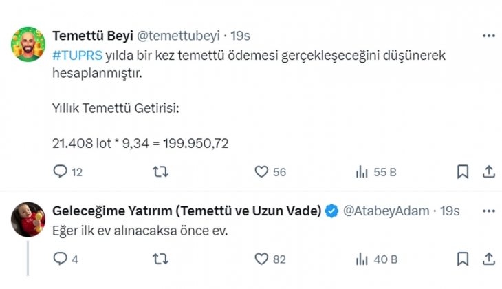 3.5 milyon TL ile ev alınırsa yıllık 180 bin kira, Tüpraş hissesi alınırsa yıllık 199 bin 950 TL getiri gelir!