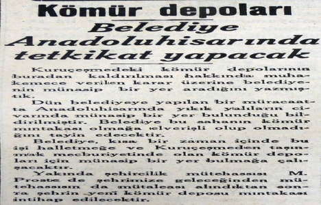 1936 yılında Kuruçeşme deki kömür depoları başka yere kaldırılacak!