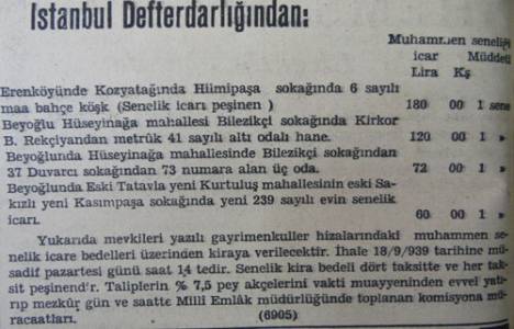 1939 yılında Kozyatağı'nda bir köşkün yıllık kirası 180 liraymış!
