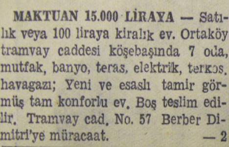 1944 yılında Kızıltoprak'ta 7 dönüm arsa metrekaresi 2 liradan satılacakmış!