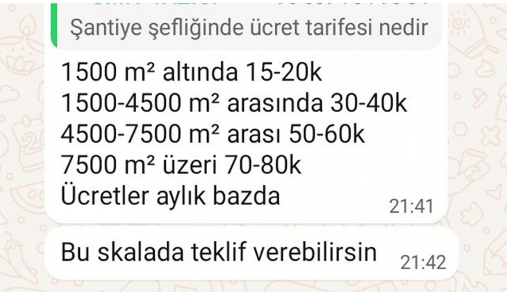 İnşaat sektöründen şantiye şefliği ücretlerine tepki!