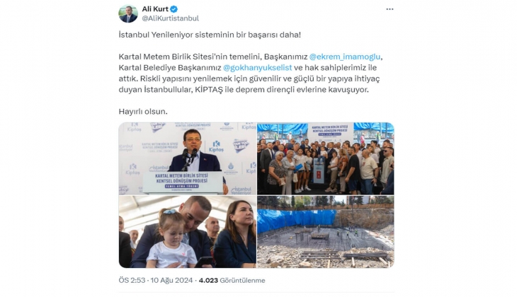 KİPTAŞ ın yeni dönüşüm projesi tam gaz: Kartal Metem Birlik Sitesi nin temeli atıldı!