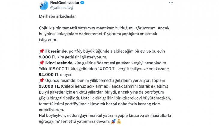108 bin TL lik kira gelirinden 14 bin TL vergi kesiliyor: Gayrimenkul yatırımı mı, temettü yatırımı mı daha kazançlı?
