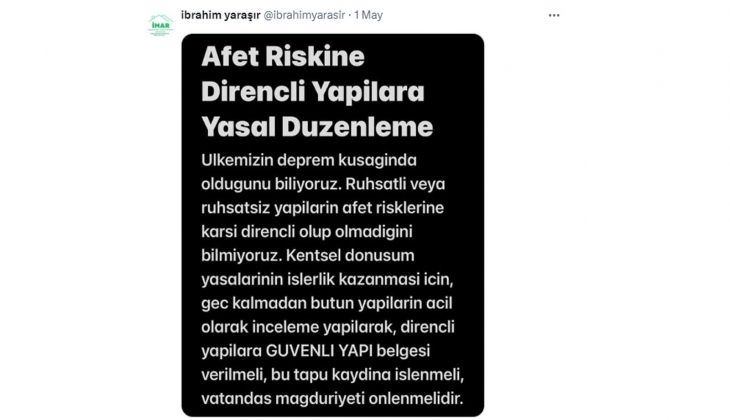 İmar Yasasına Takılanlar Derneği: Meclis e sunulan teklif güvenli binaların kayıt altına alınmasını kapsıyor!