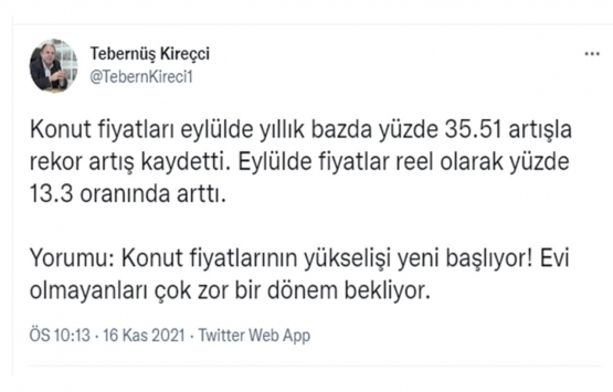 Konut fiyat endeksi yüzde 35,51 artışla rekor kırdı!
