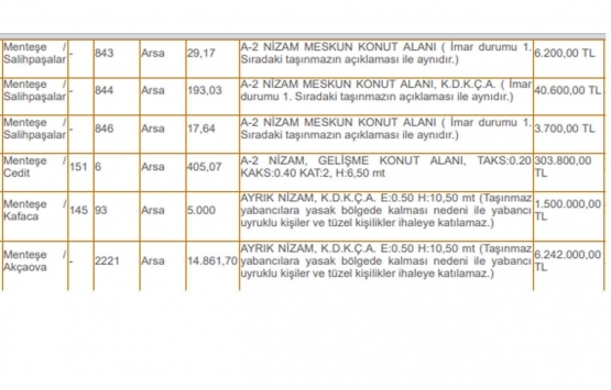 Muğla Menteşe de 8.9 milyon TL ye satılık 15 arsa!