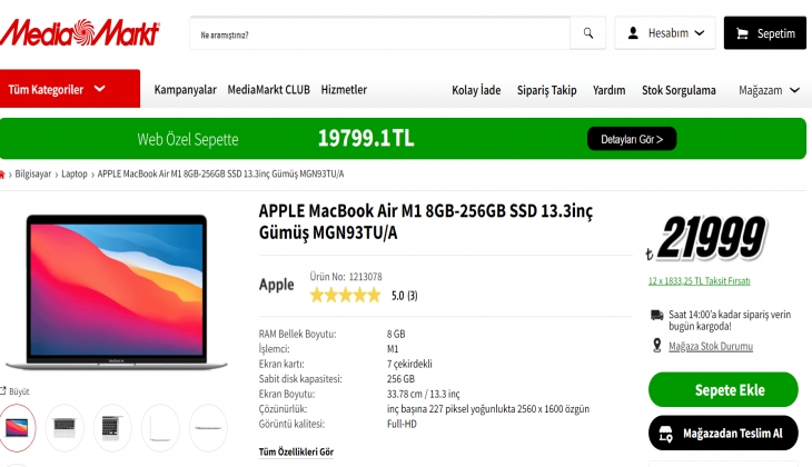MediaMarkt’ta Apple MacBook Air 2.200 TL indirimle satışta! İşte 21 Ocak 2023 fiyat listesi…