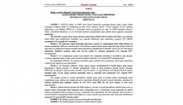 Lokanta ve kafelerde uygulanan KDV oranları değişti!