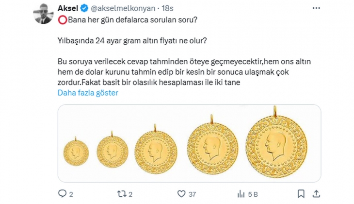 Uzman isimden altın borcu olanlara kritik uyarı: 24 ayar gram altın fiyatı yeni yılda 3 bin 300 TL olur!