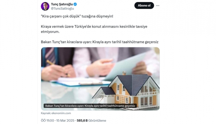 Ekonomist Tunç Şatıroğlu ndan kiraya vermek için ev alacaklara yeni uyarı: Kira çarpanı çok düşük tuzağına düşmeyin!