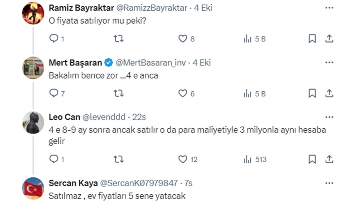 2 ay önce Ataköy de 3 milyon TL ye satılan 1+1 evin fiyatı şimdi 4.5 milyon TL! Arz artmazsa, fiyatı talep belirler!