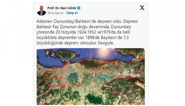 Prof. Dr. Naci Görür bölgeyi yine uyardı! Balıkesir deki deprem sonrası 7 lik deprem uyarısı!