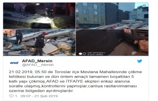 Mersin de 5 katlı bina çöktü!