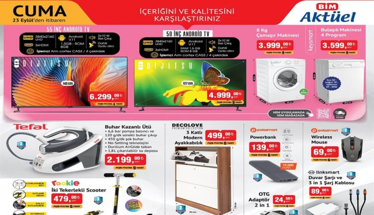 Beyaz eşyanız BİM 23 Eylül 2022 kataloğunda! İşte BİM 23 Eylül 2022 kataloğu!