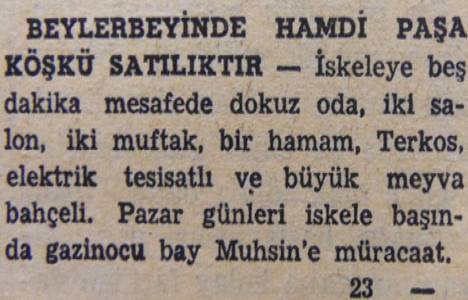 1950 yılında Altunizade de 50 bin liraya villa satılacakmış!