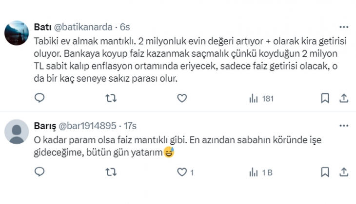 2 milyon TL ile evden 10-15 bin TL kira almak mı, yoksa mevduattan aylık 81 bin TL kazanmak mı? 