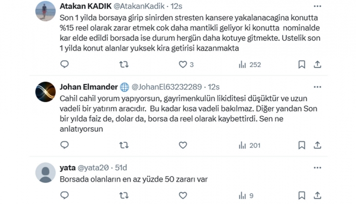 Son 1 senede gayrimenkul yatırımcıları yüzde 14,7 zarar etti! Peki borsada son durum ne?