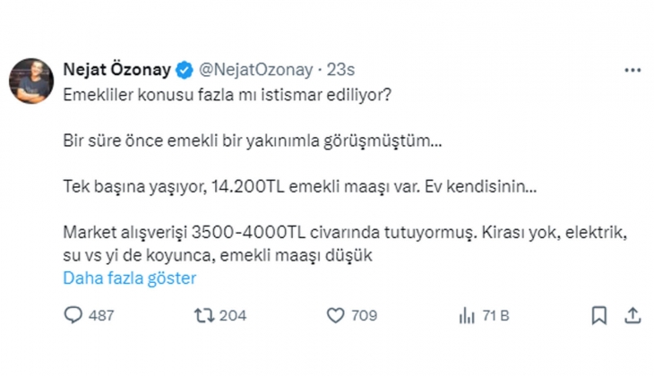 Nejat Özonay açıkladı: Emeklilerin yüzde 80 inden fazlası kira ödemiyor olabilir!