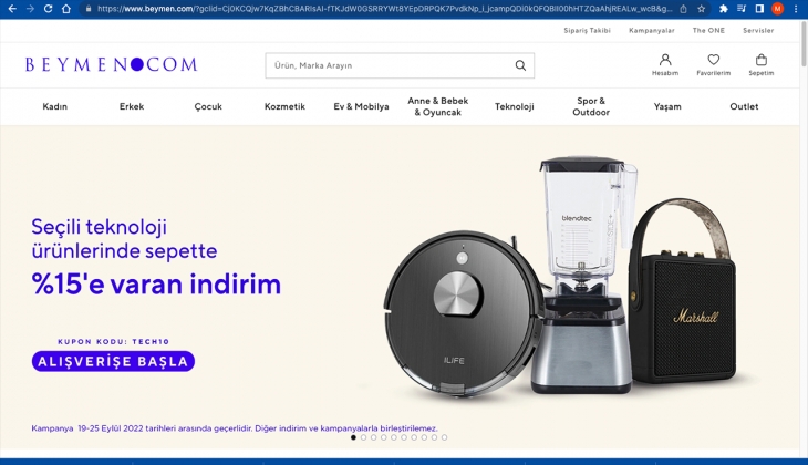Beymen.com’da teknoloji ürünlerinde sepette yüzde 15 indirim fırsatı. İşte 22 Eylül 2022 Beymen indirimli fiyat listesi