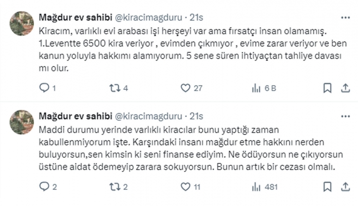 2.5 yıldır kirasını alamayan ev sahibinden isyan: Bu sorunu çözecek bir mahkeme, bir hukukçumuz var mı?