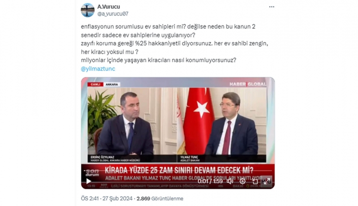 Ev sahipleri zengin, kiracılar yoksul mu? Mağdur ev sahibinden Bakan Tunç a yüzde 25 zam sınırı tepkisi!