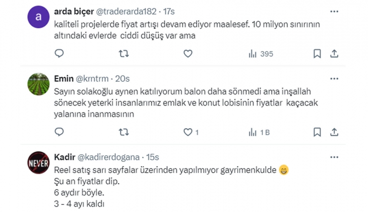 Bir emlak ilanında 1 ayda fiyat yüzde 24 düştü! Analistten Gayrimenkulde hala balon var açıklaması geldi!
