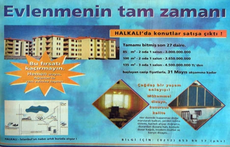 1998 yılında Halkalı da 3 milyar liraya daire!
