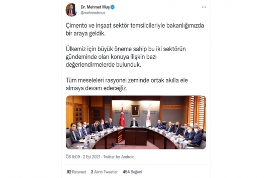 Mehmet Muş, çimento ve inşaat sektörü temsilcileriyle bir araya geldi!